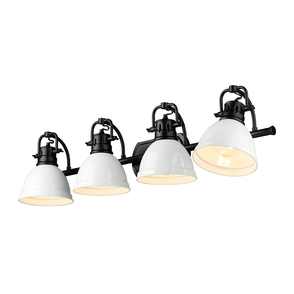 Yep by Golden Lighting Duncan 4-light Vanity in Matte Black and White shade